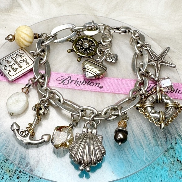 Brighton Nantucket Nautical Charm Bracelet Crystal "Let Your Dreams Set Sail"